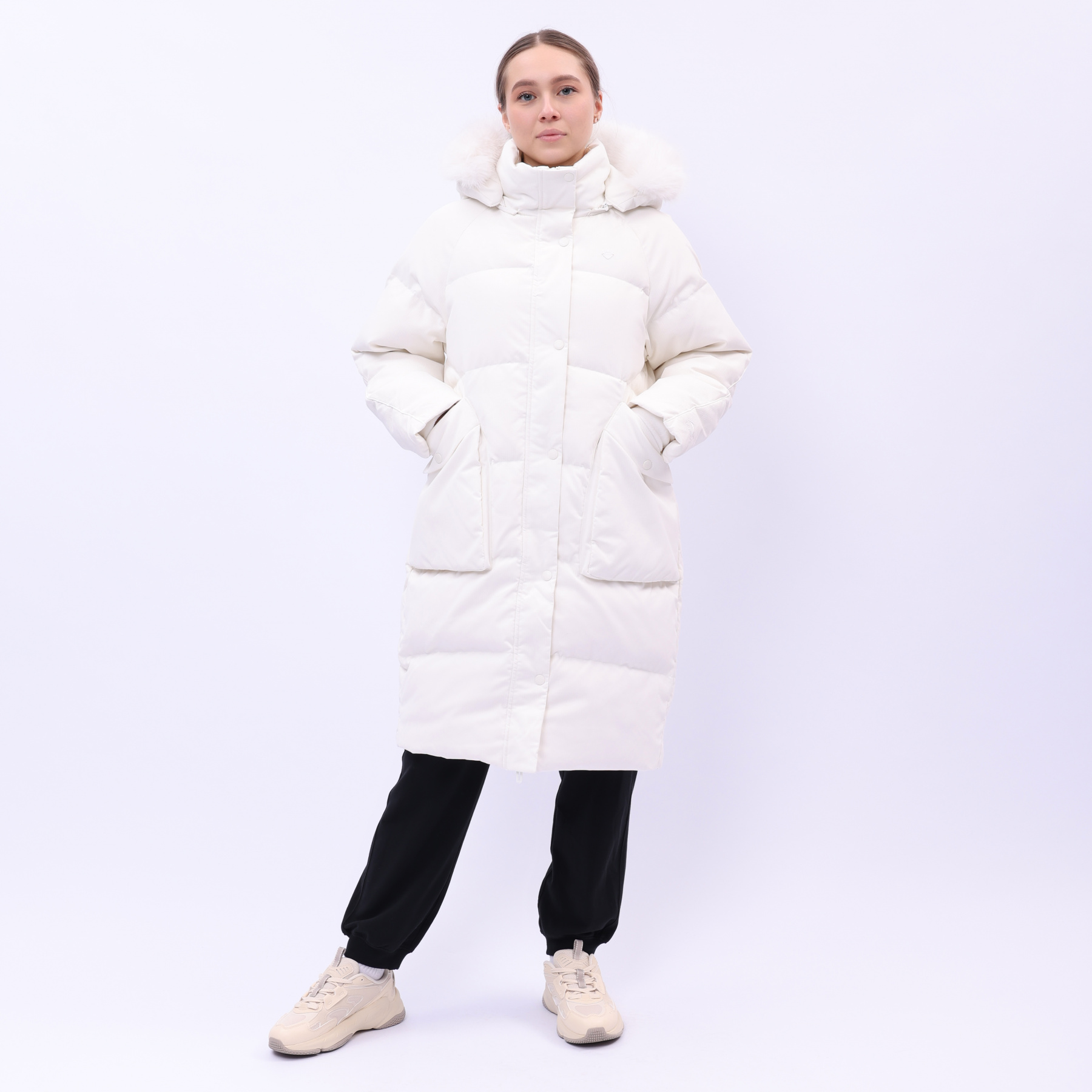 AYMU192-1 Длинный пуховик Urban Sports белый