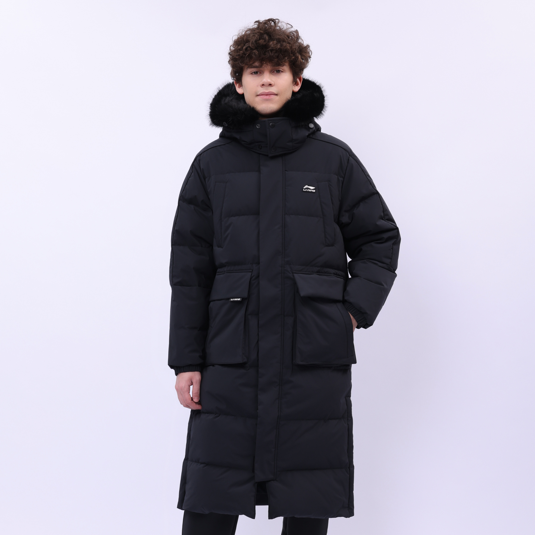 AYMU177-1 Длинный пуховик Urban Sports чёрный