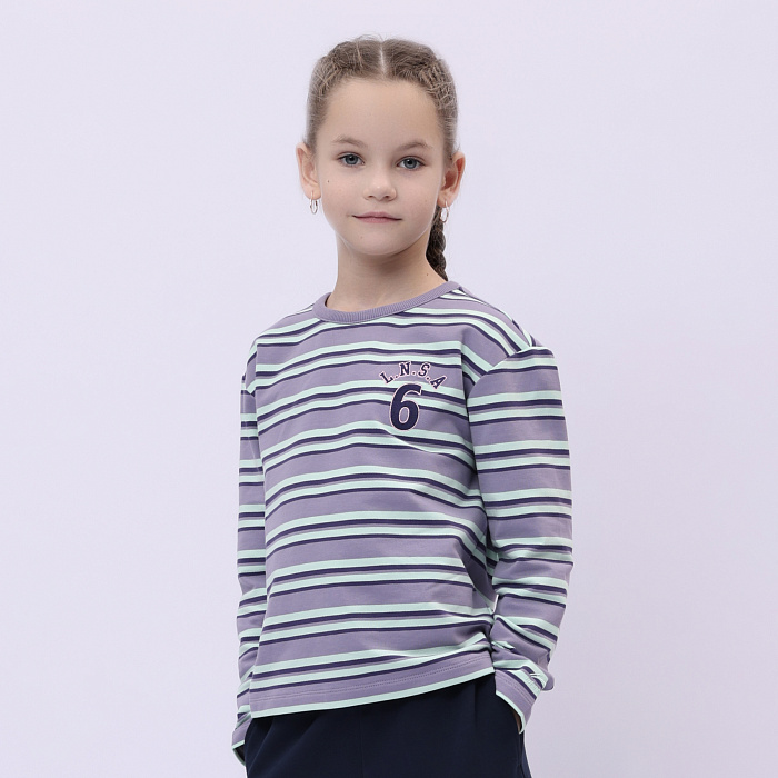 YWDU280-2 Lifestyle Crew Neck Sweatshirt Turbidity Purple Stripes