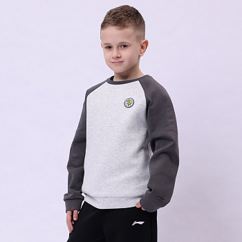 YWDU069-2 Kids Po Knit Top Heather Deep Antarctic Grey/Sandal Black