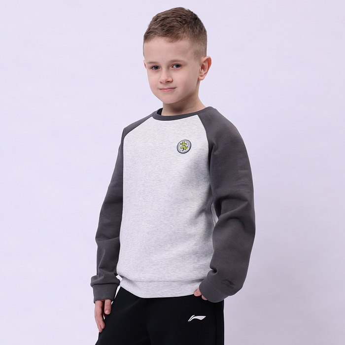 YWDU069-2 Kids Po Knit Top Heather Deep Antarctic Grey/Sandal Black