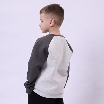 YWDU069-2 Kids Po Knit Top Heather Deep Antarctic Grey/Sandal Black