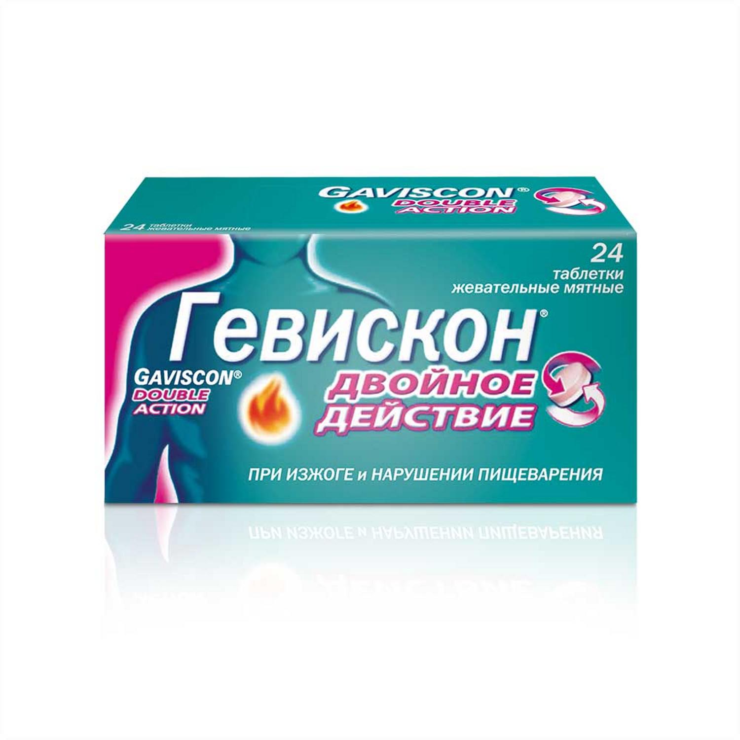 Гевискон Двойное Действие мята таб.жев. №24